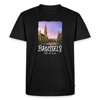 Bruxelles, Belgique - T-shirt Premium bio Homme - noir - Devant - Nico (187cm)