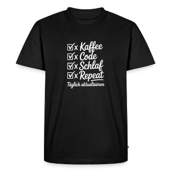 Code du café Sommeil Répéter la routine quotidienne - T-shirt Premium bio Homme - noir - Devant - Nico (187cm)