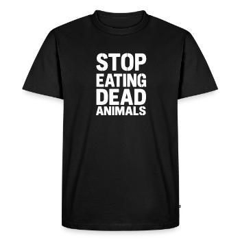 Stops the consumption of dead animals - Men's Premium Organic T-Shirt - black - Front - Nico (187cm)
