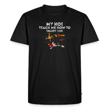 My Koi Teach Me How to Enjoy Life Peace Zen Humor - Men's Premium Organic T-Shirt - black - Front - Nico (187cm)