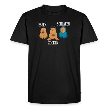 Food Gaming Sleeping Gamer Saying - Men's Premium Organic T-Shirt - black - Front - Nico (187cm)