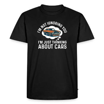 Je ne vous ignore pas en pensant aux voitures - devis auto - T-shirt Premium bio Homme - noir - Devant - Nico (187cm)