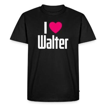 J’adore Walter Cœur Rose J’aime Walter - T-shirt Premium bio Homme - noir - Devant - Nico (187cm)