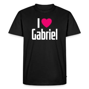 J’aime Gabriel Cœur Rose J’aime Gabriel - T-shirt Premium bio Homme - noir - Devant - Nico (187cm)