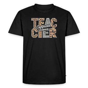 Computer Science Teacher Animal Pattern Style - Men's Premium Organic T-Shirt - black - Front - Nico (187cm)
