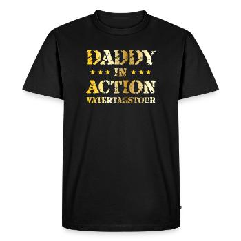 Tournée de la fête des pères Papa en action / Fête des pères - T-shirt Premium bio Homme - noir - Devant - Nico (187cm)
