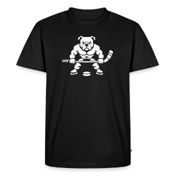 Muskulöser Bulldogge Eishockeyspieler Silhouette - Men's Premium Organic T-Shirt - black - Front - Nico (187cm)