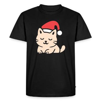 Cute Christmas Cat in Comfy Style - Men's Premium Organic T-Shirt - black - Front - Nico (187cm)