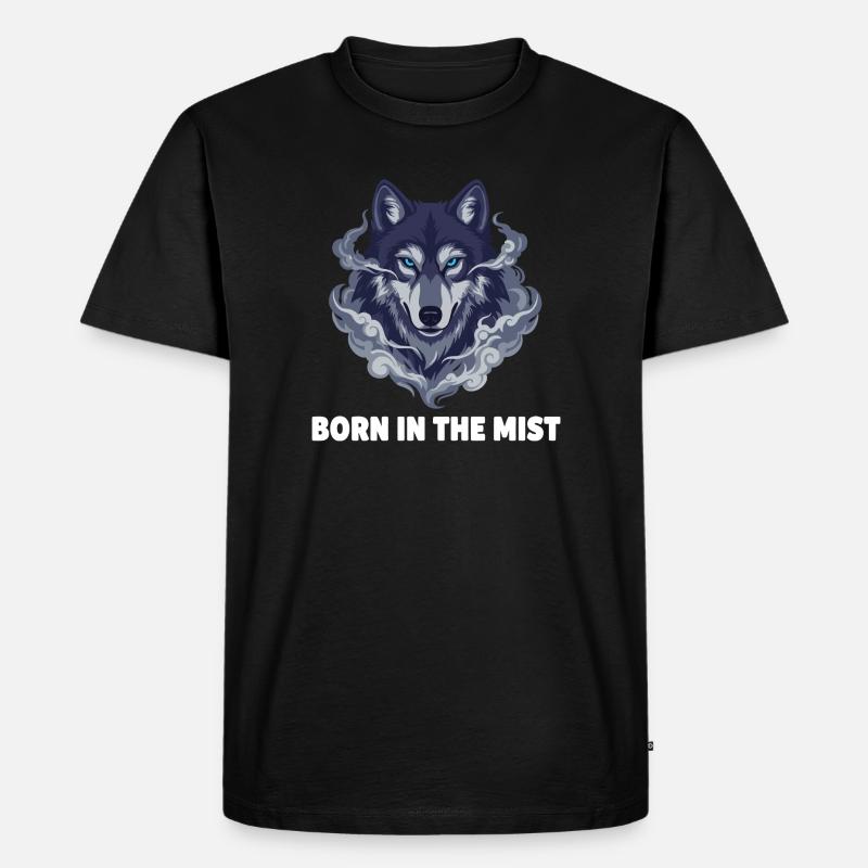 Nebelwolf: Wolfkopf im Dunst - Männer Premium Bio T-Shirt - Schwarz