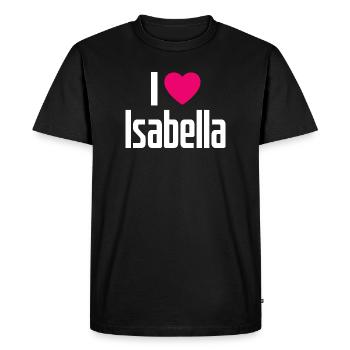 J’aime Isabella Cœur Rose J’aime Isabella - T-shirt Premium bio Homme - noir - Devant - Nico (187cm)
