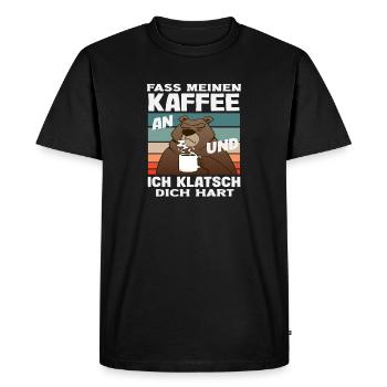 Funny Bear Coffee Saying Office Coffee Lover - Men's Premium Organic T-Shirt - black - Front - Nico (187cm)