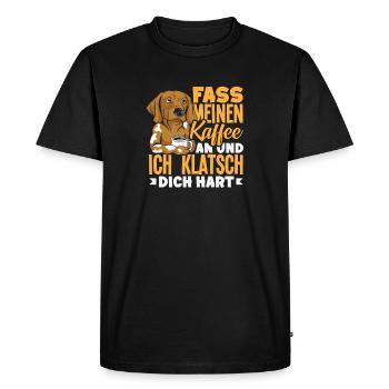 Funny Dog Coffee Saying Office Coffee Lover - Men's Premium Organic T-Shirt - black - Front - Nico (187cm)