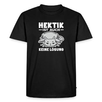 Funny Cat No Motivation Saying - Men's Premium Organic T-Shirt - black - Front - Nico (187cm)