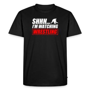 Je regarde catching wrestling drôle, catcheur - T-shirt Premium bio Homme - noir - Devant - Nico (187cm)