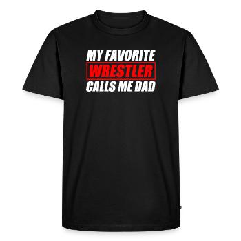 Mon catcheur préféré : Papa drôle de catch - T-shirt Premium bio Homme - noir - Devant - Nico (187cm)