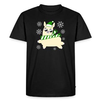 Llama – Christmas - Men's Premium Organic T-Shirt - black - Front - Nico (187cm)
