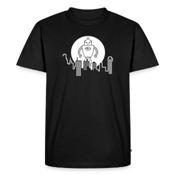 City Silhouette Robot: AI Meets Urban Design - Men's Premium Organic T-Shirt - black - Front - Nico (187cm)