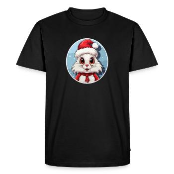 Lapin de Noël Kawaii avec Chapeau de Père Noël - T-shirt Premium bio Homme - noir - Devant - Nico (187cm)