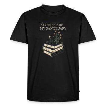 More book-like, cozier - Men's Premium Organic T-Shirt - black - Front - Nico (187cm)