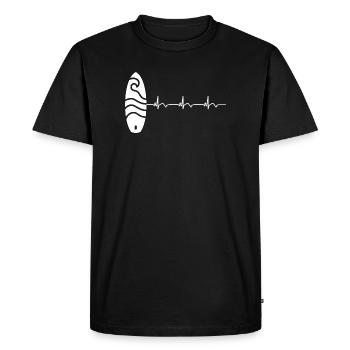 Planche de surf planche de surf Surfeur ECG battement de cœur - T-shirt Premium bio Homme - noir - Devant - Nico (187cm)
