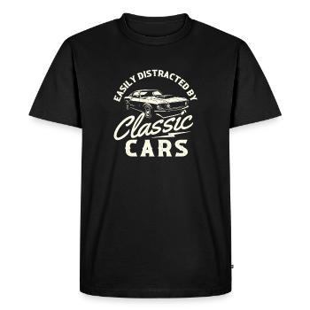Facilement distrait par les voitures classiques Fan rétro de voitures - T-shirt Premium bio Homme - noir - Devant - Nico (187cm)
