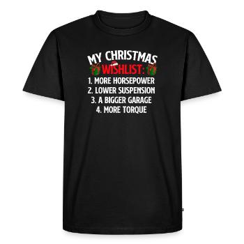 Ma liste de souhaits de Noël Amoureux de voitures Drôle de course de Noël - T-shirt Premium bio Homme - noir - Devant - Nico (187cm)