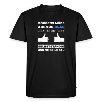Fatigué le matin, bleu le soir, indépendant - T-shirt Premium bio Homme - noir - Devant - Nico (187cm)