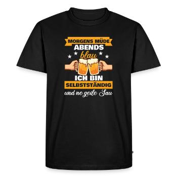 Fatigué le matin, bleu le soir, indépendant - T-shirt Premium bio Homme - noir - Devant - Nico (187cm)