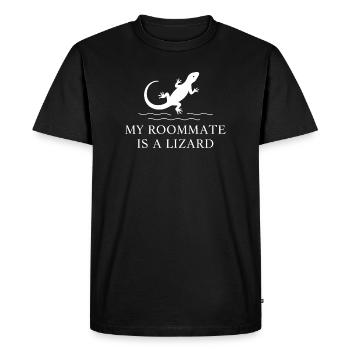 Mon colocataire est un lézard - T-shirt Premium bio Homme - noir - Devant - Nico (187cm)