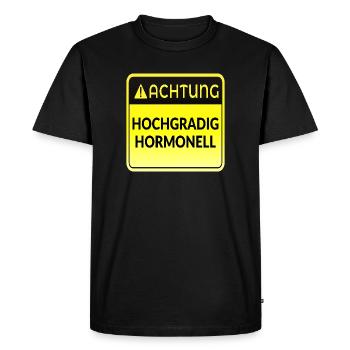 ATTENTION HORMONES MENOPAUSE - Men's Premium Organic T-Shirt - black - Front - Nico (187cm)