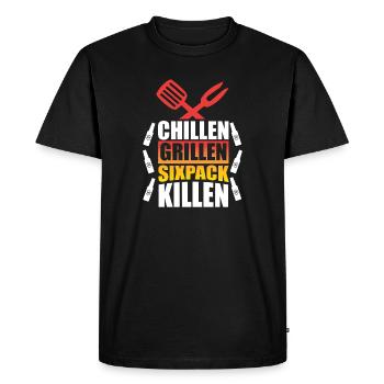 Griller un six-pack de tuerie / Dire drôle sur le barbecue - T-shirt Premium bio Homme - noir - Devant - Nico (187cm)