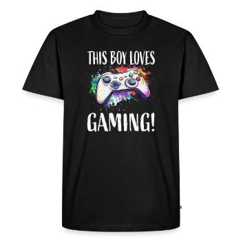 This Boy Loves Gaming - Men's Premium Organic T-Shirt - black - Front - Nico (187cm)