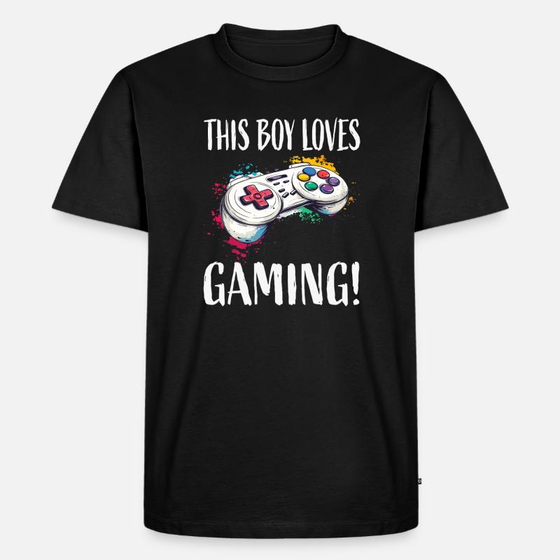 Dieser Junge liebt Gaming Controller - Männer Premium Bio T-Shirt - Schwarz
