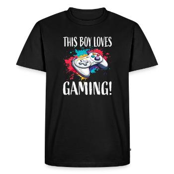 Ce gamin adore jouer - T-shirt Premium bio Homme - noir - Devant - Nico (187cm)