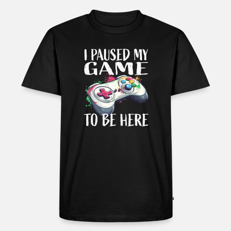 Ich pausierte mein Spiel Controller - Männer Premium Bio T-Shirt - Schwarz