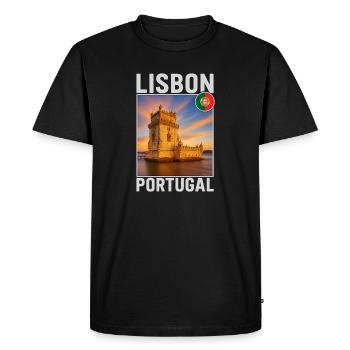 Lisbonne - T-shirt Premium bio Homme - noir - Devant - Nico (187cm)