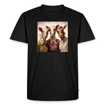 Retro goat trio in vintage style - Men's Premium Organic T-Shirt - black - Front - Nico (187cm)