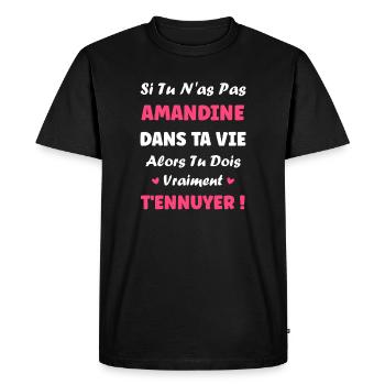 Amandine Dans Ta Vie T'Ennuyer - T-shirt Premium bio Homme - noir - Devant - Nico (187cm)