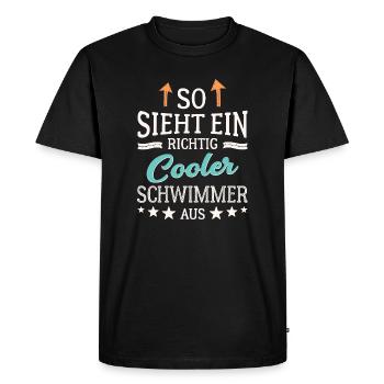So sieht ein richtig cooler Schwimmer aus  - Männer Premium Bio T-Shirt - Schwarz - Vorne - Nico (187cm)
