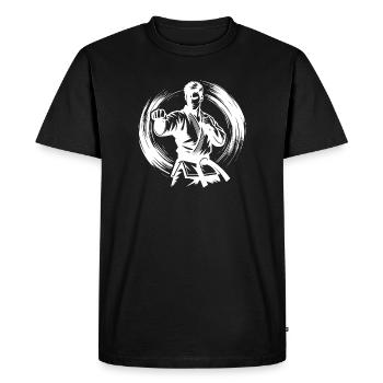 Silhouette de Karaté Parfaite en Combat Dynamique - T-shirt Premium bio Homme - noir - Devant - Nico (187cm)
