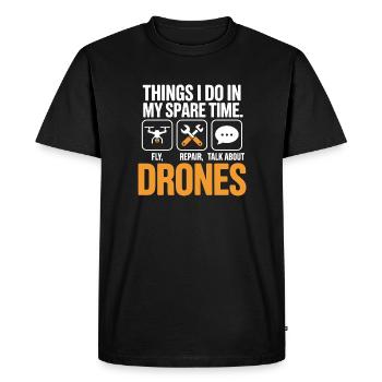 Drones: Fly Repair Talk in Spare Time - Men's Premium Organic T-Shirt - black - Front - Nico (187cm)