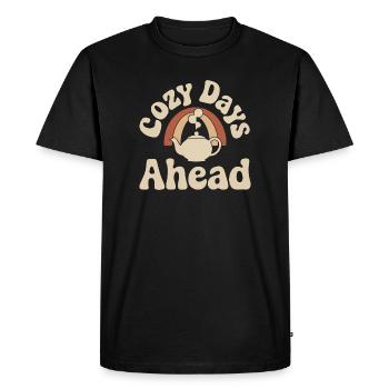 Jours douillets à venir – Théière vintage - T-shirt Premium bio Homme - noir - Devant - Nico (187cm)
