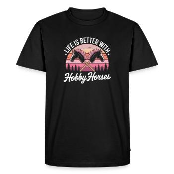 Cavalier de loisir Cheval de bataille - T-shirt Premium bio Homme - noir - Devant - Nico (187cm)