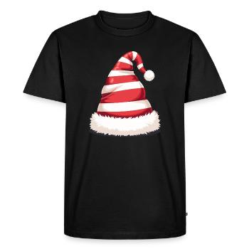 Candy Stripe Santa Hat - Men's Premium Organic T-Shirt - black - Front - Nico (187cm)