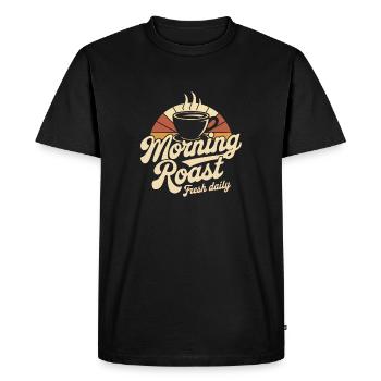 Torréfaction du matin – Café frais quotidien - T-shirt Premium bio Homme - noir - Devant - Nico (187cm)