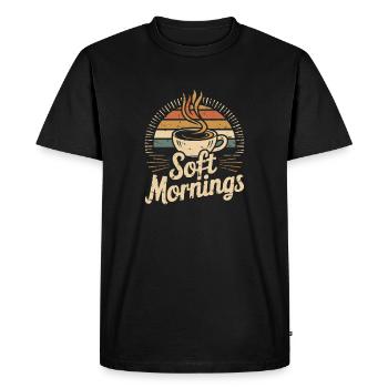 Soft Mornings – Café du matin vintage - T-shirt Premium bio Homme - noir - Devant - Nico (187cm)