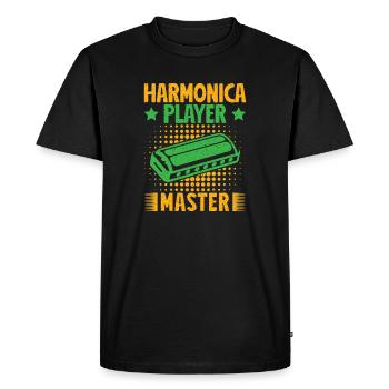 Funny Harmonica Player Master Harmonica - Men's Premium Organic T-Shirt - black - Front - Nico (187cm)