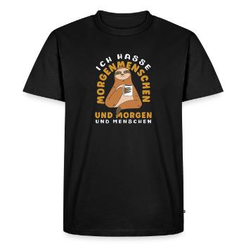 Je déteste les gens du matin, le café, la paresse, - T-shirt Premium bio Homme - noir - Devant - Nico (187cm)