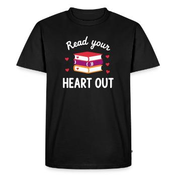 Lis Ton Cœur Amoureux des Livres - T-shirt Premium bio Homme - noir - Devant - Nico (187cm)