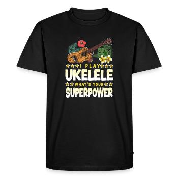 Hawaiian Ukulele Uke I Play - Men's Premium Organic T-Shirt - black - Front - Nico (187cm)